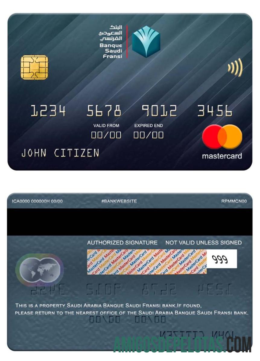 Arábia Saudita Banque Saudi Fransi Bank Mastercard exemplo real